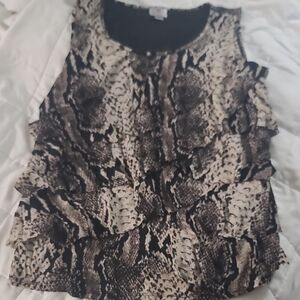 Worthington Black and Brown Snake Print Blouse